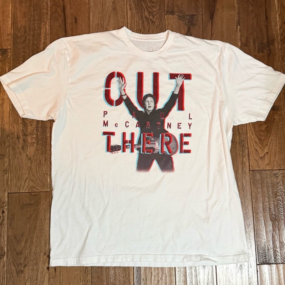 Paul McCartney Out There Tour 2013 T-Shirt Mens 2X White Excellent Graphic Tee